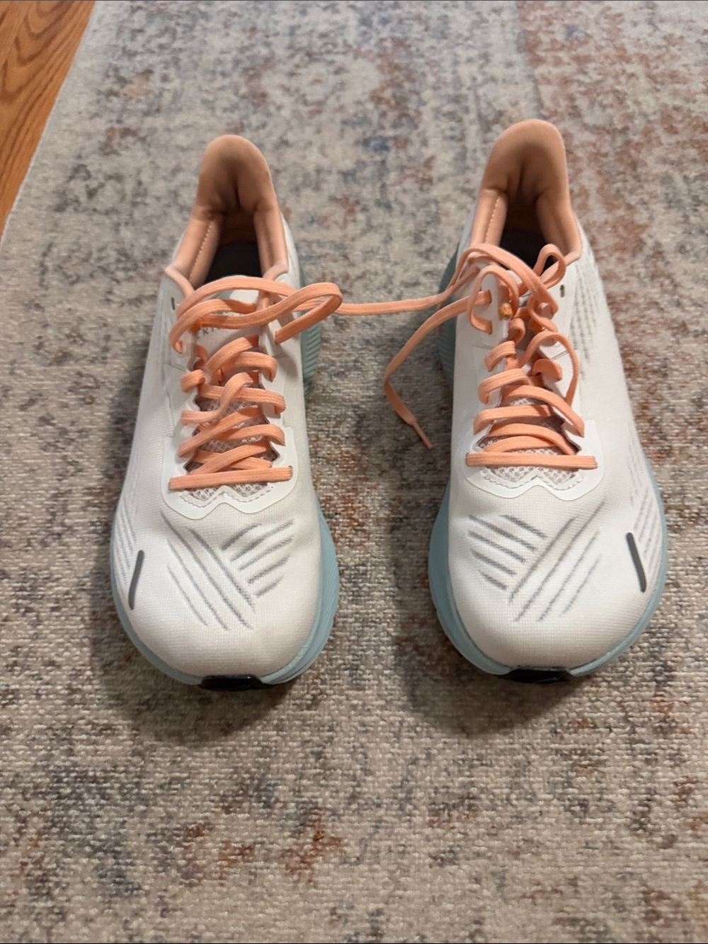 Altra Women's White Running Shoes with Peach Laces and Collar